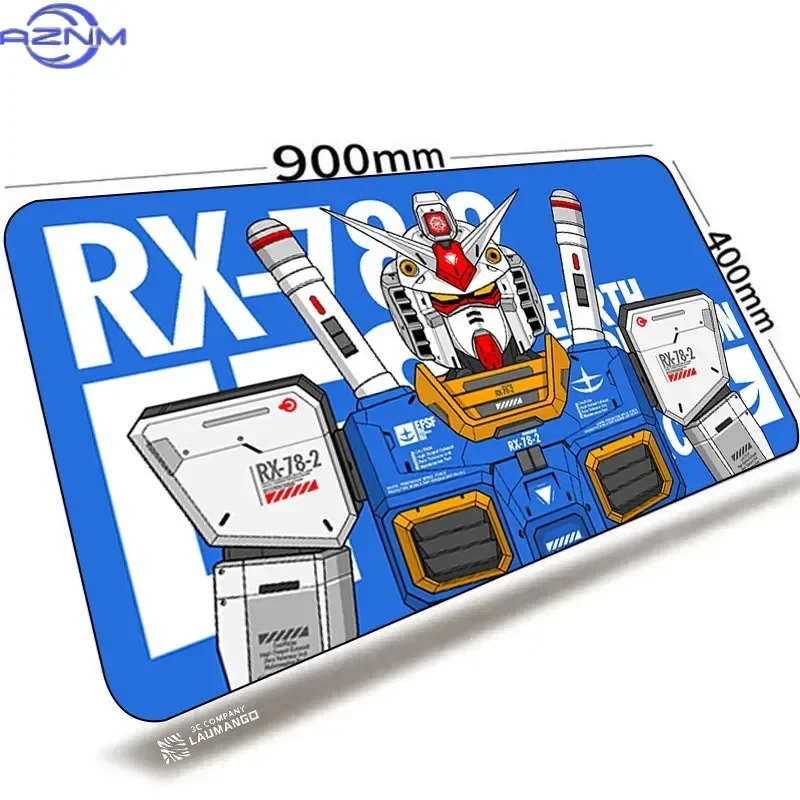 Bright Blue Pop Art Sci-Fi Mecha Themed Large Mousepad, Rubber Non-slip Gaming Desk Mat, Waterproof HD Print Keyboard Table Prot