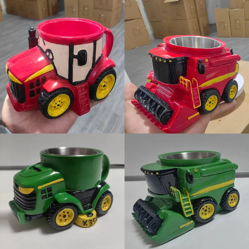 

Vintage Resin Green Tractor Farm Equipment Themed Mugs Retro Agriculture Design Coffee Mug For Farmers And Agriculture Lovers