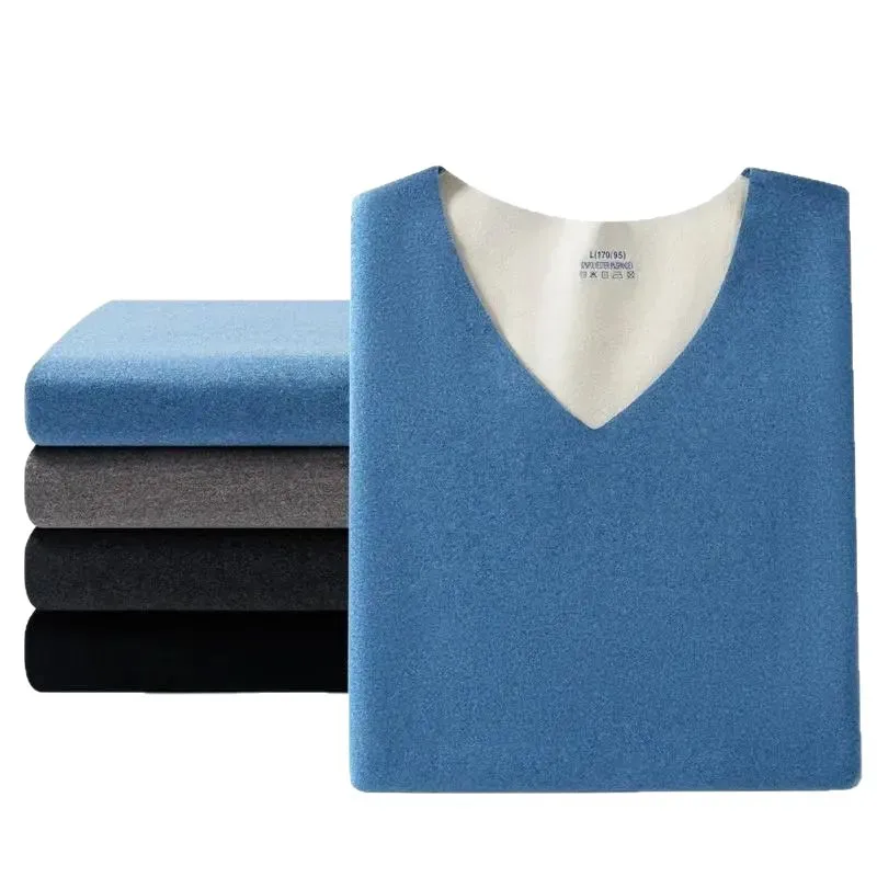 Thermal Underwear Set of Men's Winter V-neck Non-marking Seamless Bottoming + Leggings Self-heating 2pcs Close-fitting Clothing