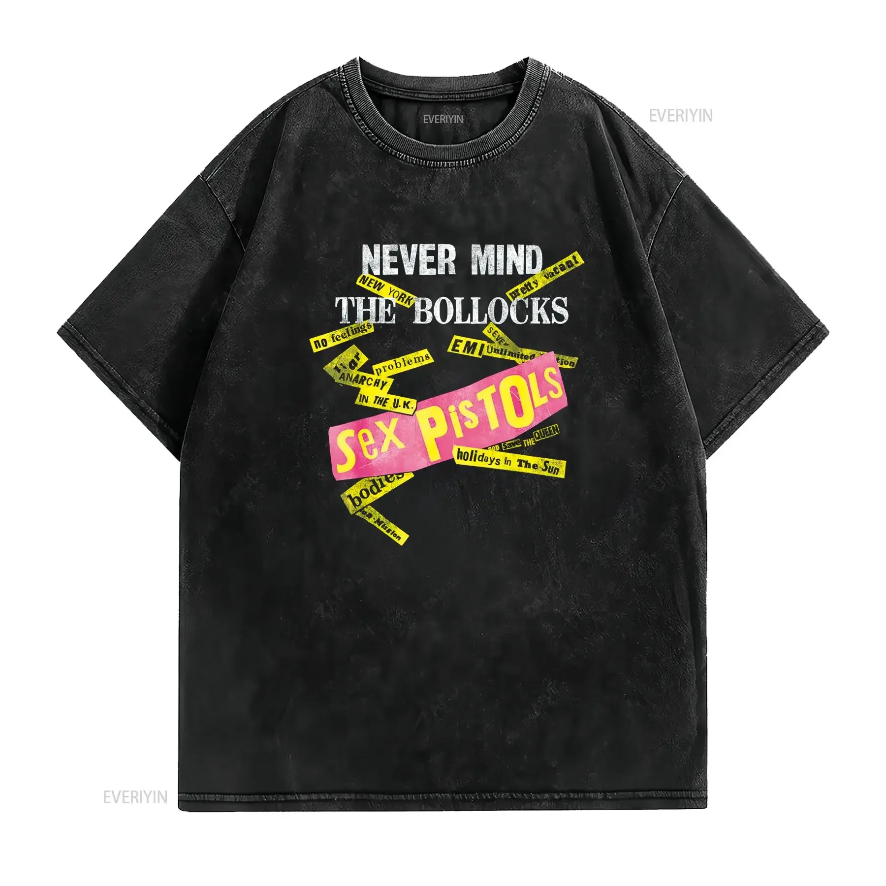 Sex Pistols Official Never Mind The Bollocks Tabs T Shirt vintage Washed Top For Everyday Wear Stylish designer clothes