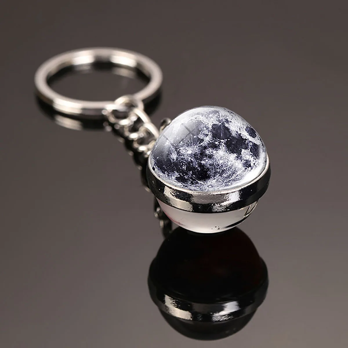 Leuchtender Universum-Stern-Schlüsselanhänger Sonnensystem-Erde-Anhänger Galaxie-Nebel Doppelseitiger Glaskugel-Schlüsselanhänger Charm-Accessoires – Detail 5