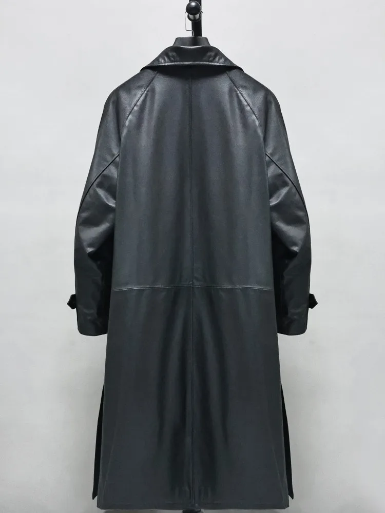 겨울 여성용 따뜻한 패딩 트렌치코트 소가죽 진짜 가죽 롱 재킷 루즈핏 보이프렌드 스타일 윈드브레이커 오버사이즈 코트