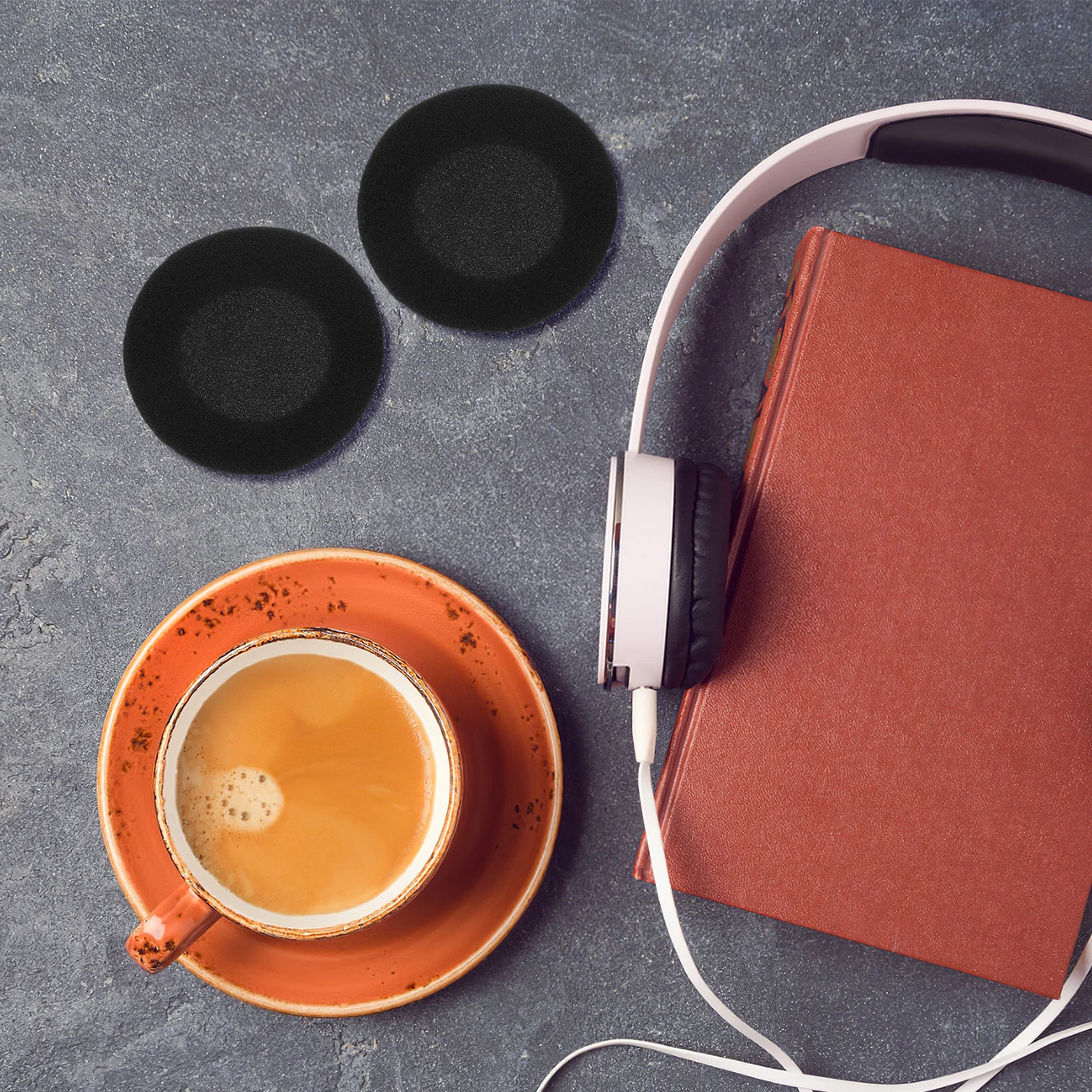 

2Pcs Round Sponge Ear Cushions Soft Replacement Headset Pads Comfortable Noise Reduction Easy to Replace for Headphones