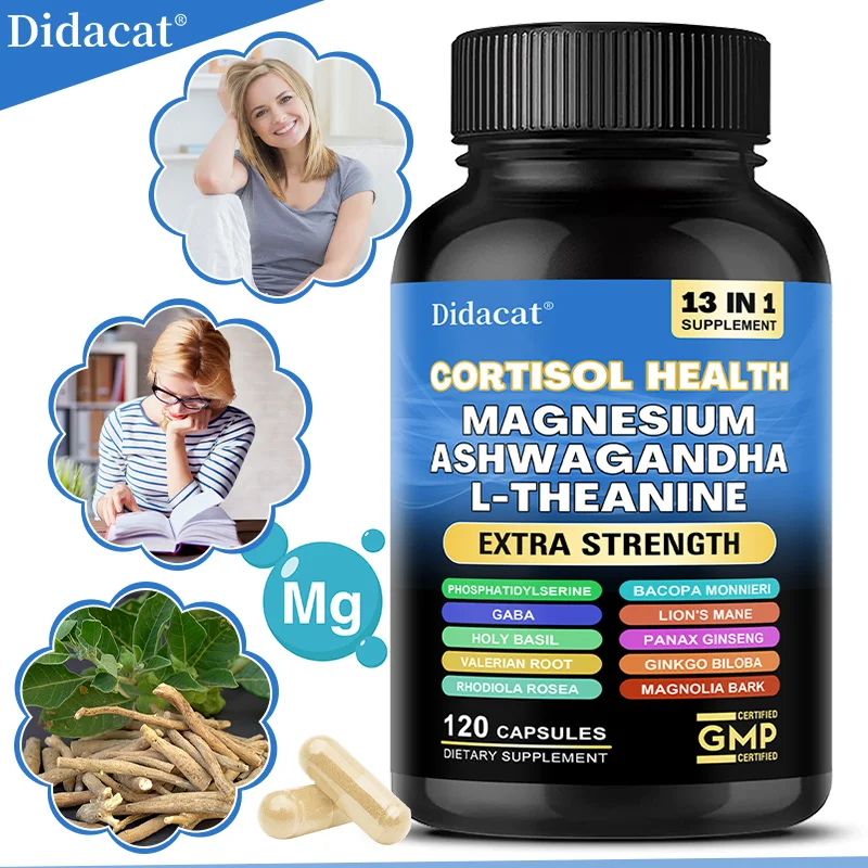 13-in-1-Cotisol-Ergänzungsmittel – Magnesium-Ashwagandha für Gehirngedächtnis, Denken, Gehirnzellengesundheit, Stimmung, Entspannung