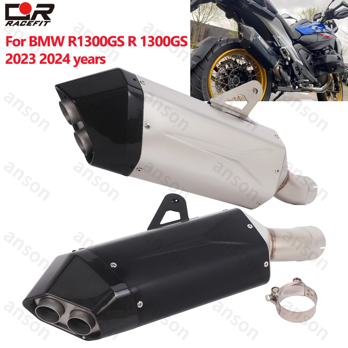 Motorrad Schalldämpfer Rohr Systeme Carbon Spitze Für BMW R1300GS R 1300GS ADV 2023-2025 Escape Moto Auspuff Ändert schalldämpfer System