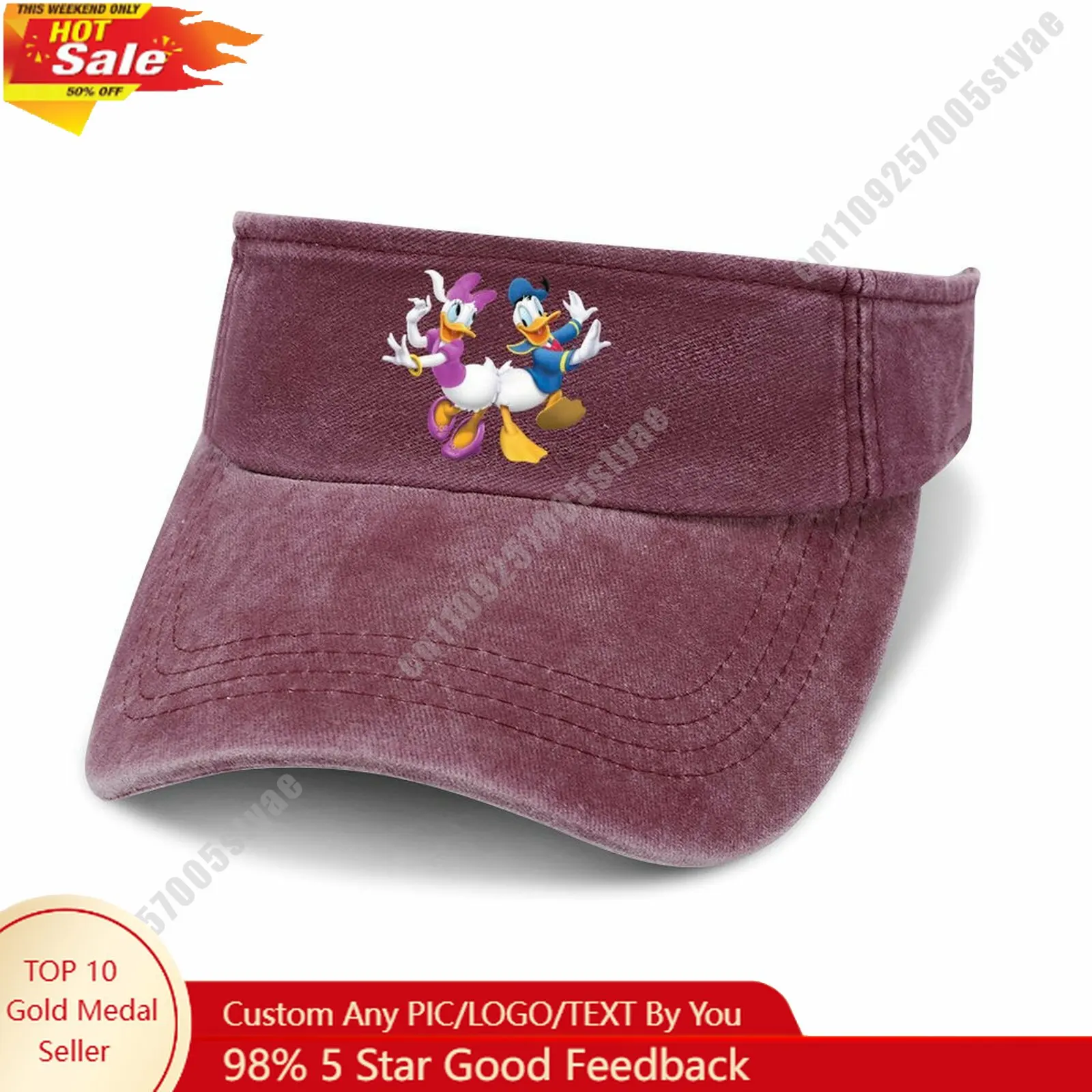 Donald Duck Daisy Duck Open Top Hat Disney Cartoon Custom Design Your Photos Logo Text Fashionable Item Holiday Gift Denim Hat