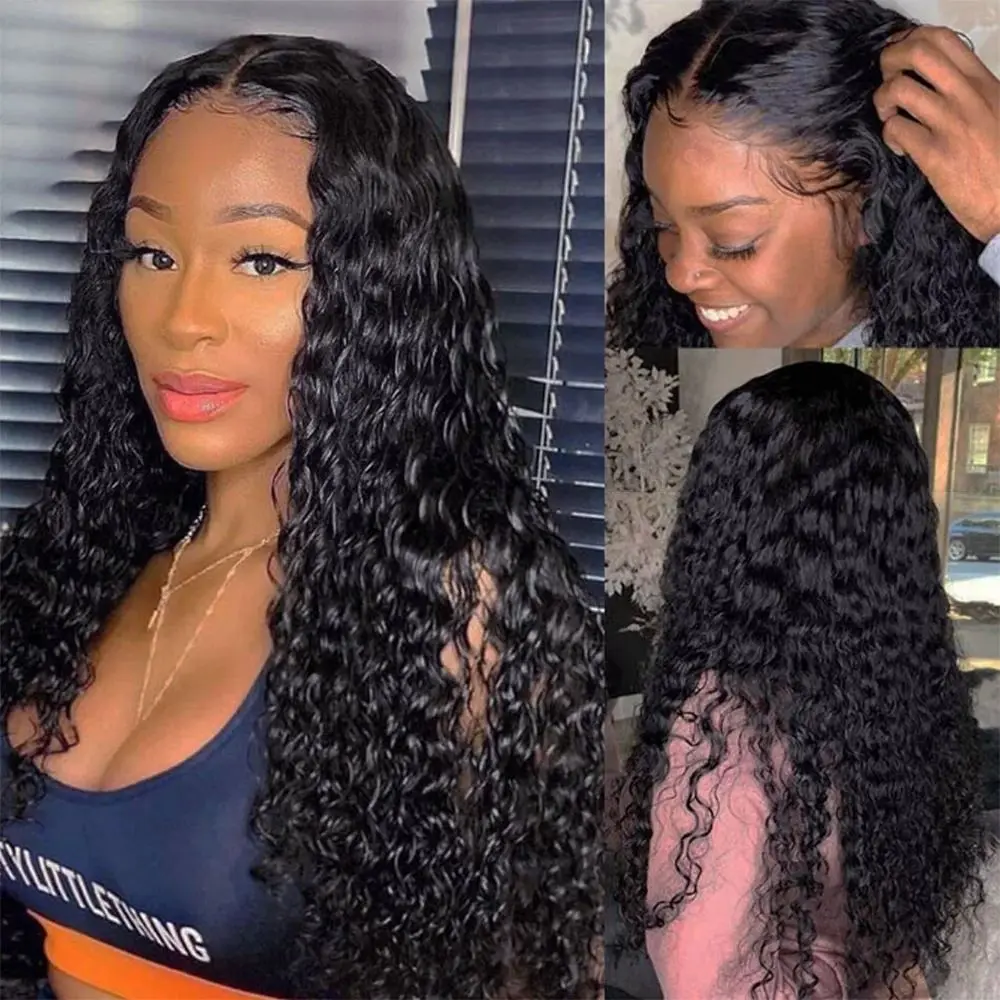 

18 46 Inch Deep Water Wave Brazilian Human Hair Wig 13x6 HD Lace Frontal 360 Full Lace Curly Pre Plucked Wigs for Women