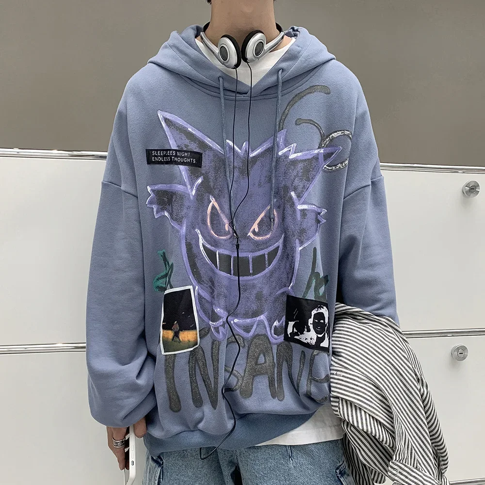 Gengar Anime Hoodie Man Print Unisex Streetwear Hip Hop Casual Fashion Sweatshirt Manga Hoody Male Loose Pullover Outerwear Gift