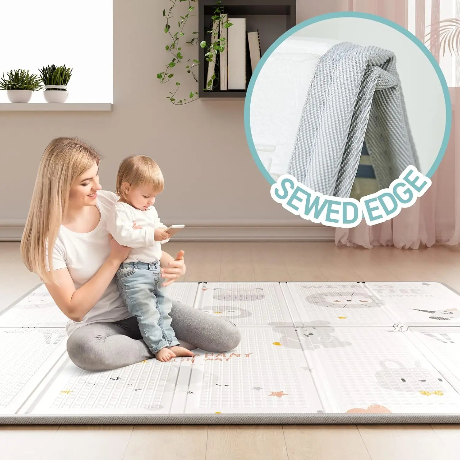 Parc bébé avec tapis, 59x59 pouces parc pour bébés et tout-petits, stylo de jeu pour enfants, cour de jeu pour nourrissons avec porte