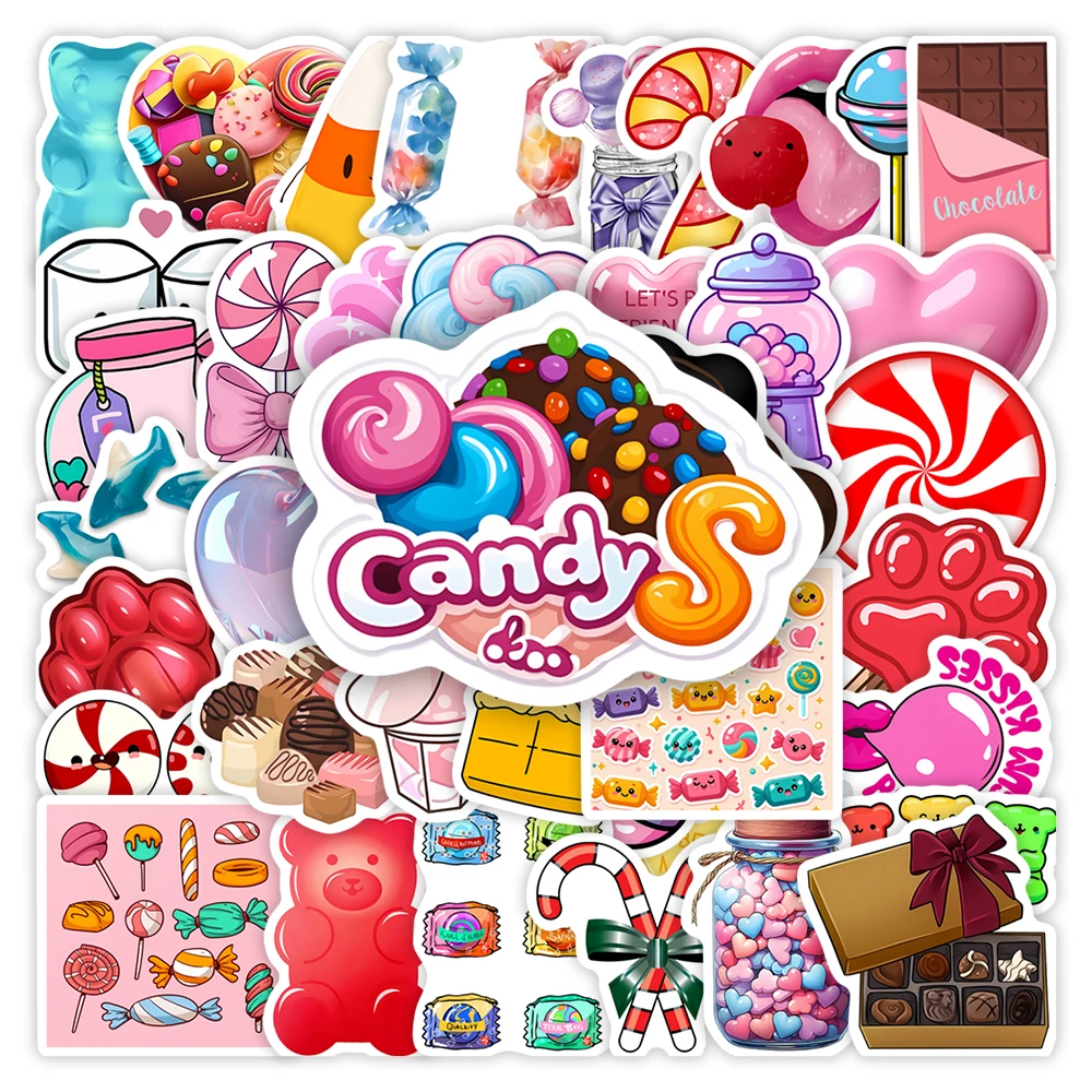 Candy Scrapbook Stickers Chocolate Lollipops Gummies DIY Gift Waterproof Decal for Laptop Phone Scrapbook Luggage Cups Decorate