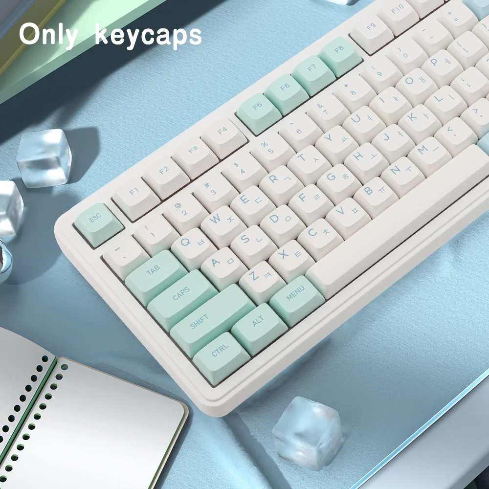 132 keys Ice Crystal Mint Keycaps Profile XDA PBT Dye-Sub Key Cap for Cherry MX Switch DIY Layout Ducky Mechanical Keyboard Cap