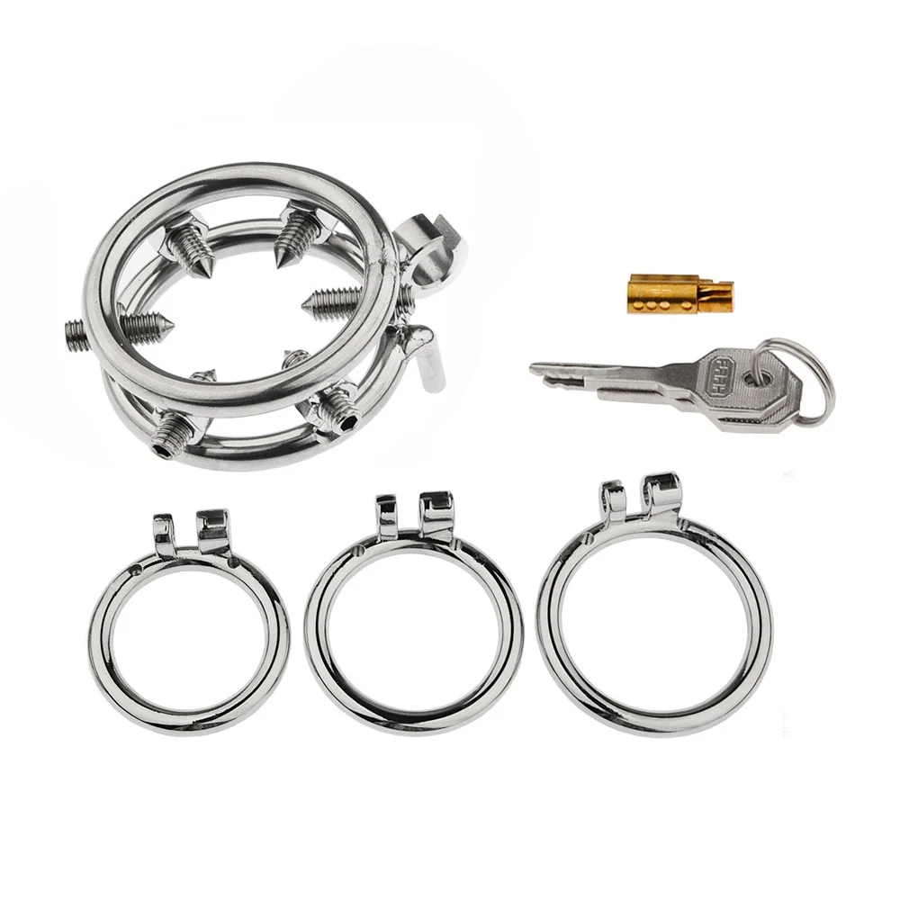 Male Slave Mini Chastity Cage Stainless Steel Chastity Device Penis Cage Cock Ring With Spike Sex Toys For Men Penis Bandage