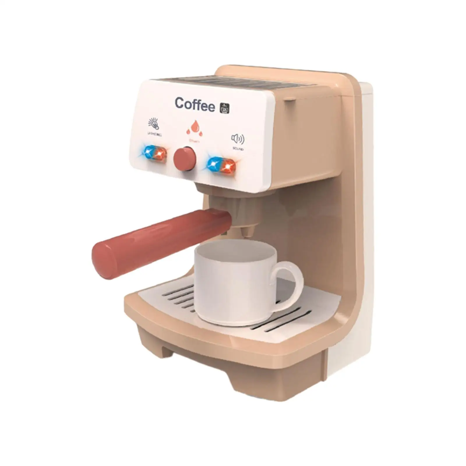 Toy Coffee Maker with Sound and Lights Develops Life Skills Pretend Play Kitchen