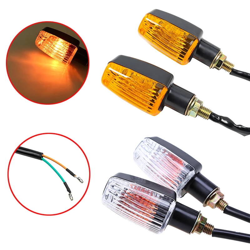 2PCS Motorcycle Turn Signal Light Clear Amber Blinker Indicator Flasher Lamp 12V For Honda Yamaha Suzuki Kawasaki Harley