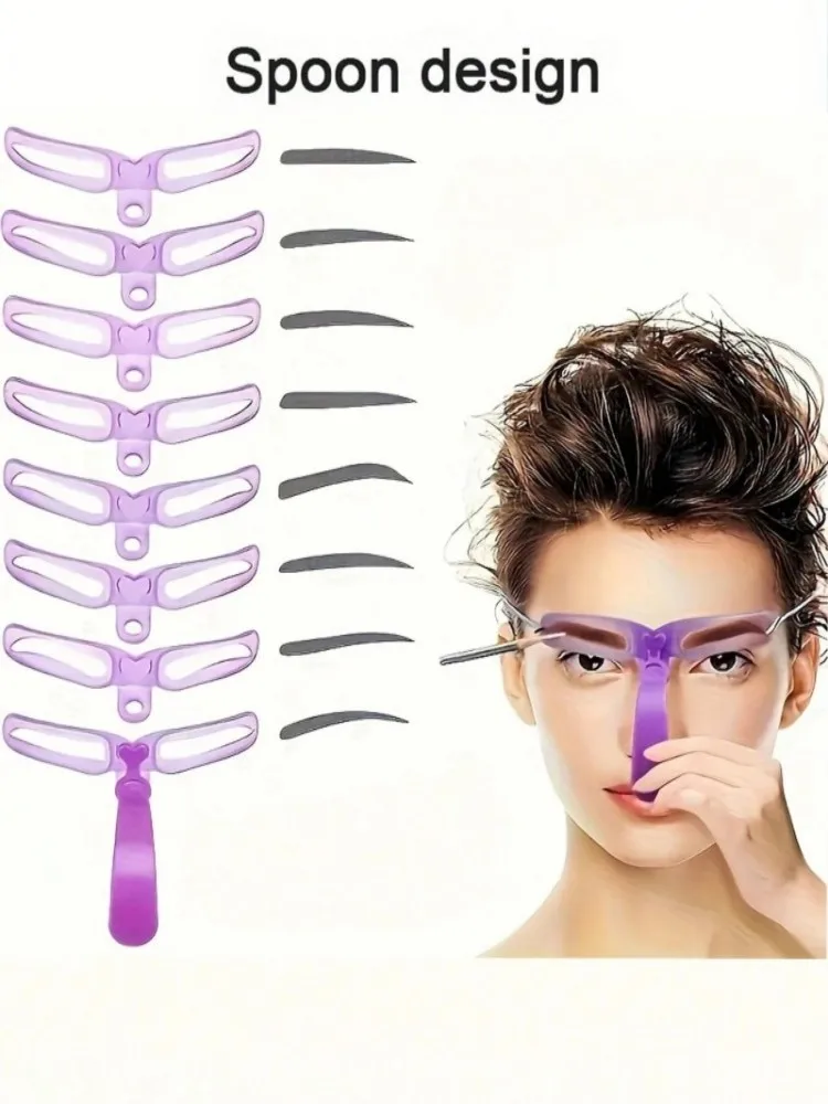 مجموعة استنسل الحواجب مكونة من 8 أنماط قابلة لإعادة الاستخدام - أداة تشكيل حواجب احترافية لأقواس متناظرة مثالية، معبد مكياج الحواجب بنفسك #4