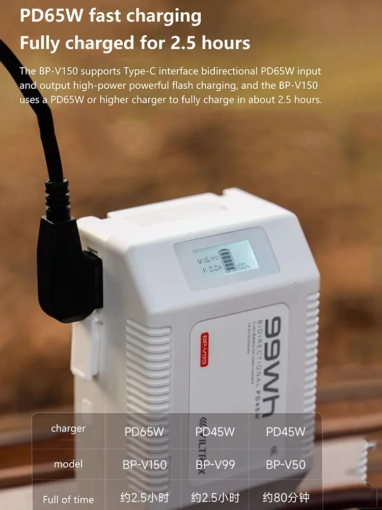 VILTROX BP-V50 BP-V99 BP-V150 Mini V-Mount/V-Lock Lithium Battery Pack Auxiliary Battery Capacity For Cameras Phones