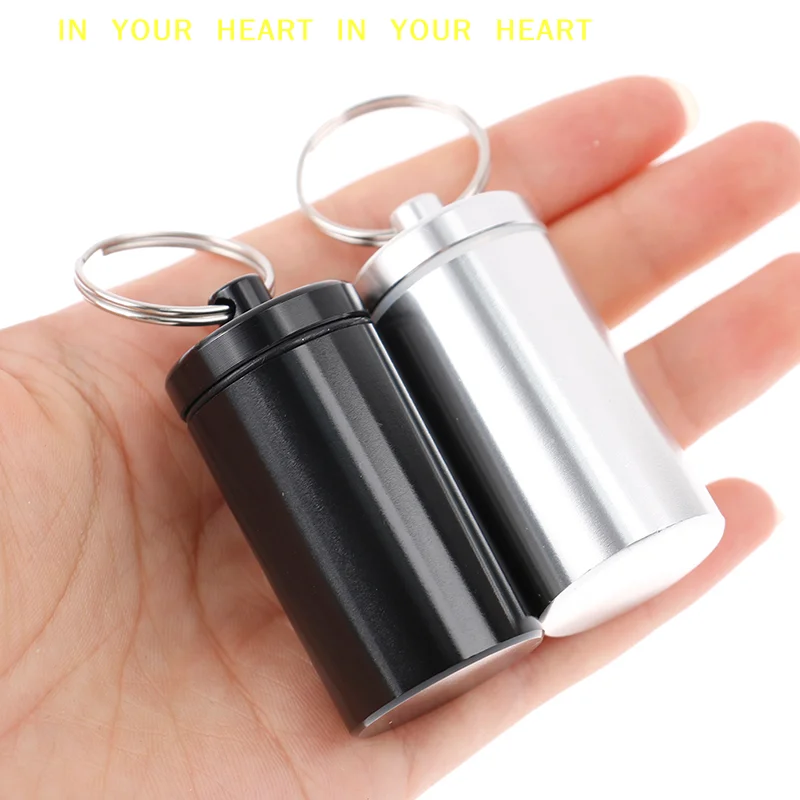 【X】Aluminum Alloy Mini Storage Medicine Bottle Mini Metal Waterproof Alloy Pill Box Case Bottle Holder Container