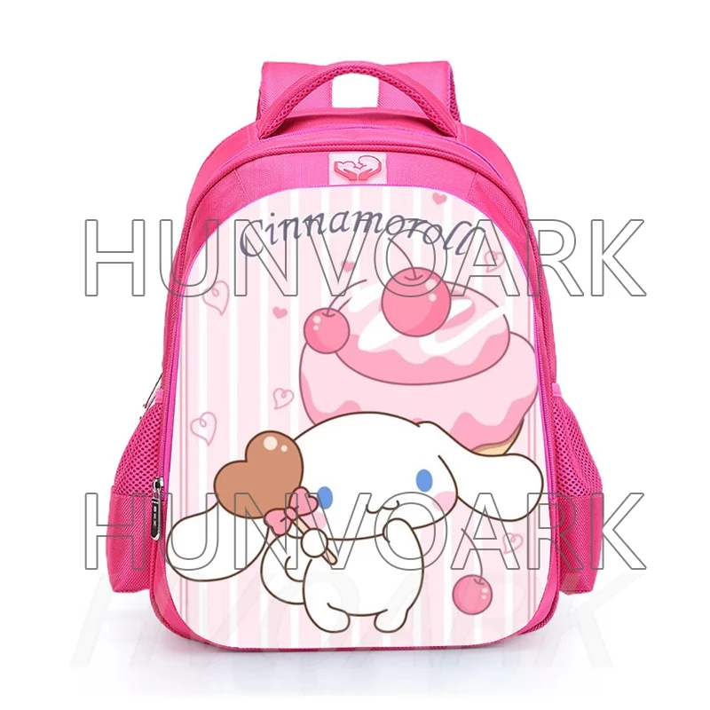 Mochila de dibujos animados Cinnamoroll para estudiantes de escuela primaria, Grado 1 a 6, protección de la columna vertebral, reducción de carga, bolsas escolares dobles