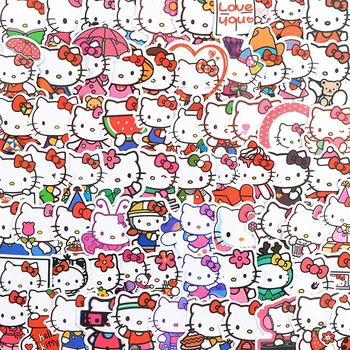 10/50/100pcs น่ารัก Hello Kitty อะนิเมะสติกเกอร์ Sanrio สาวการ์ตูนสติกเกอร์ DIY โทรศัพท์กระเป๋าเดินทางเครื่องเขียนตกแต่ง Decals สติกเกอร์