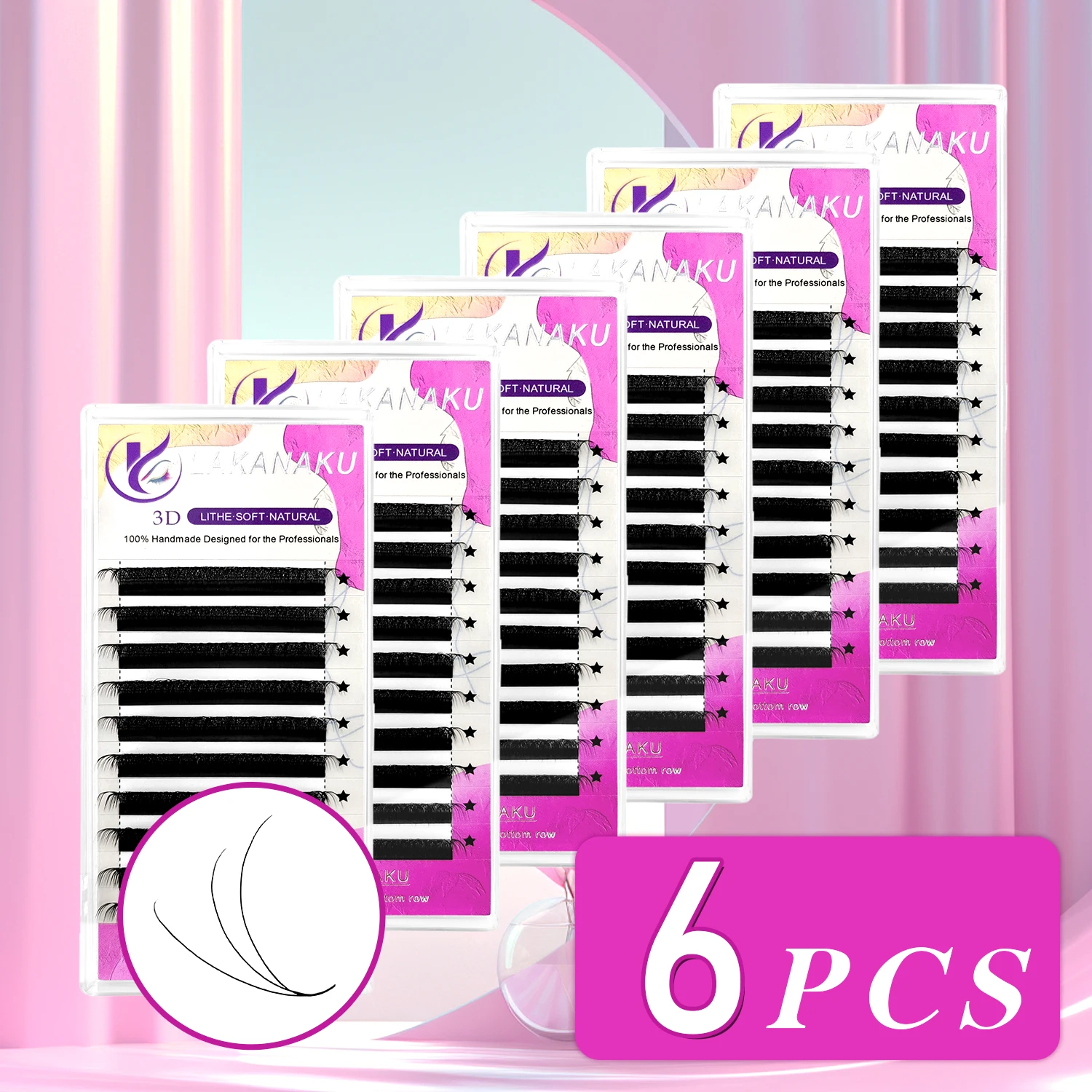 LAKANAKU 3D W Shaped Eyelashes Extension Volume Fans 6 Trays Cilios W Shape Lashes Natural Soft Clover Extensions