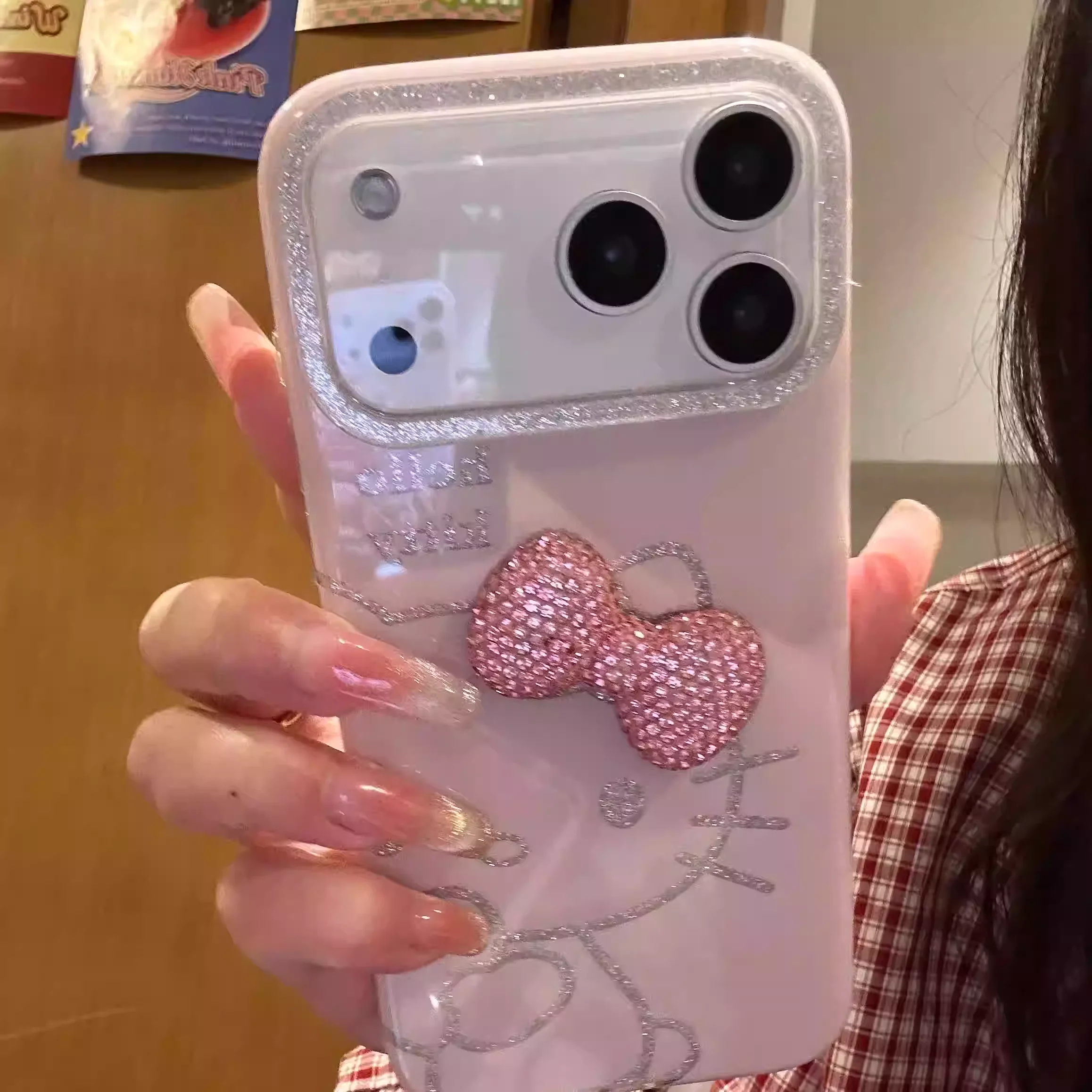 تألق الماس القوس لطيف مرحبا كيتي جراب هاتف آيفون 17 الهواء 16 15 14 13 11 12 برو ماكس XR XS ماكس 7 8Plus MINI Y2K غطاء #4