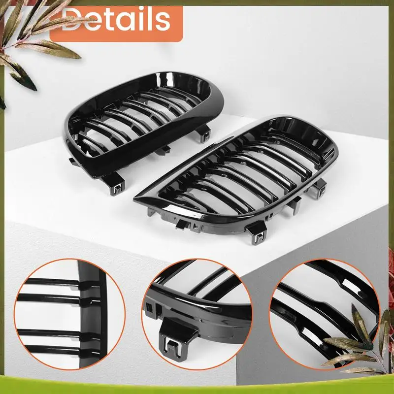 

Portable Front Kidney Double Line Grille Sport Grill Replacement For-BMW E81 E87 E88 1 Series 2004-2007 GLOSS BLACK