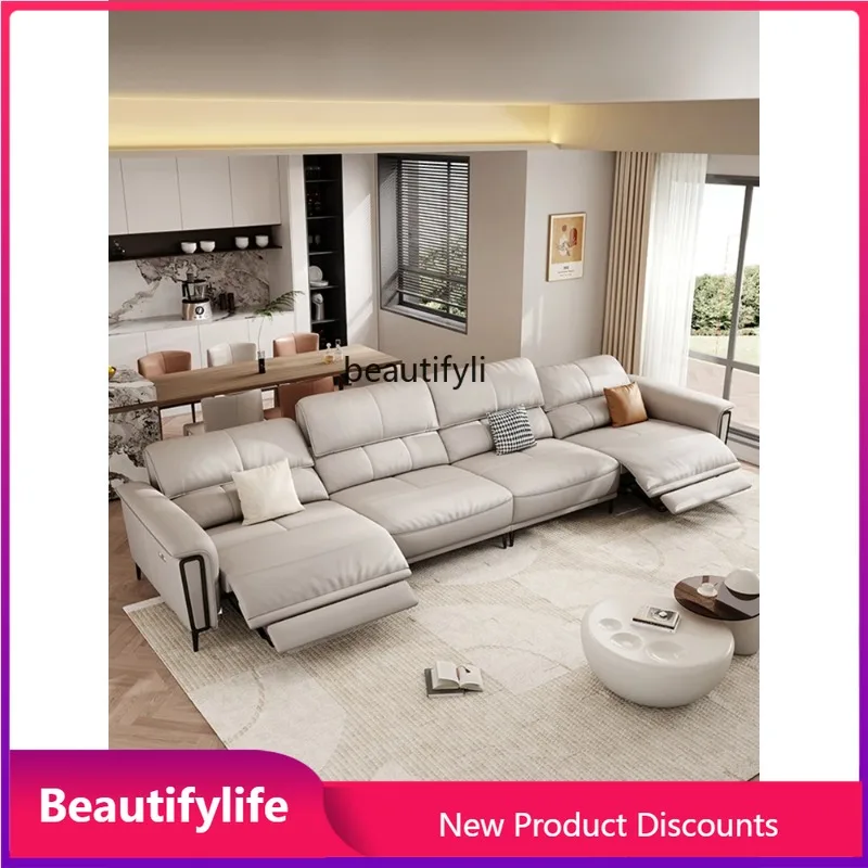 

V3286 Кожаная функция Электрический выдвижной диван Регулируемая космическая капсула Домашний кинотеатр Гостиная Прямой ряд Трехместный Zero