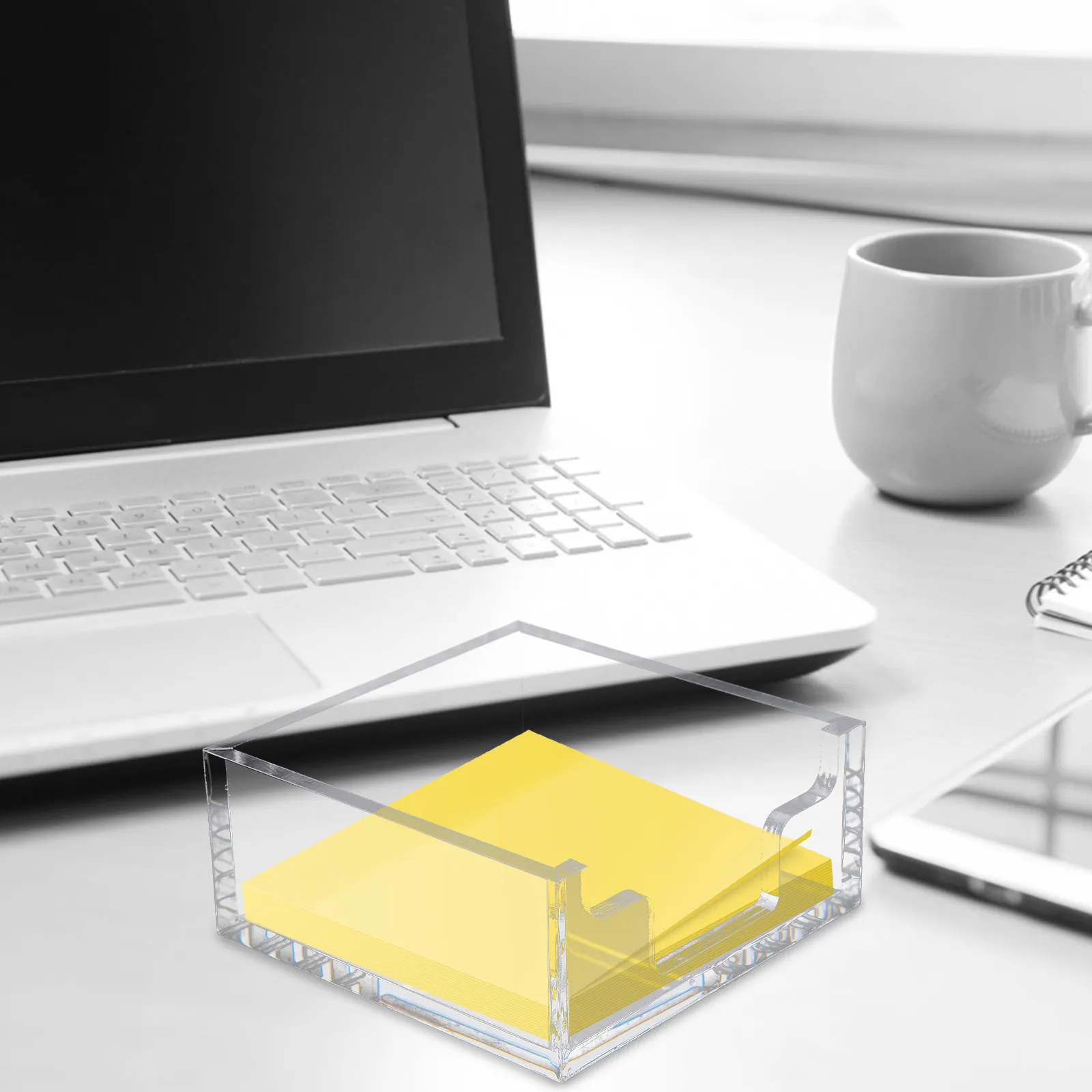 

2Pcs Memo Pad Notes Box Holder Desktop Organizer Small Office Desk Notes Paper Dispenser Portable Stationery Memo Holder