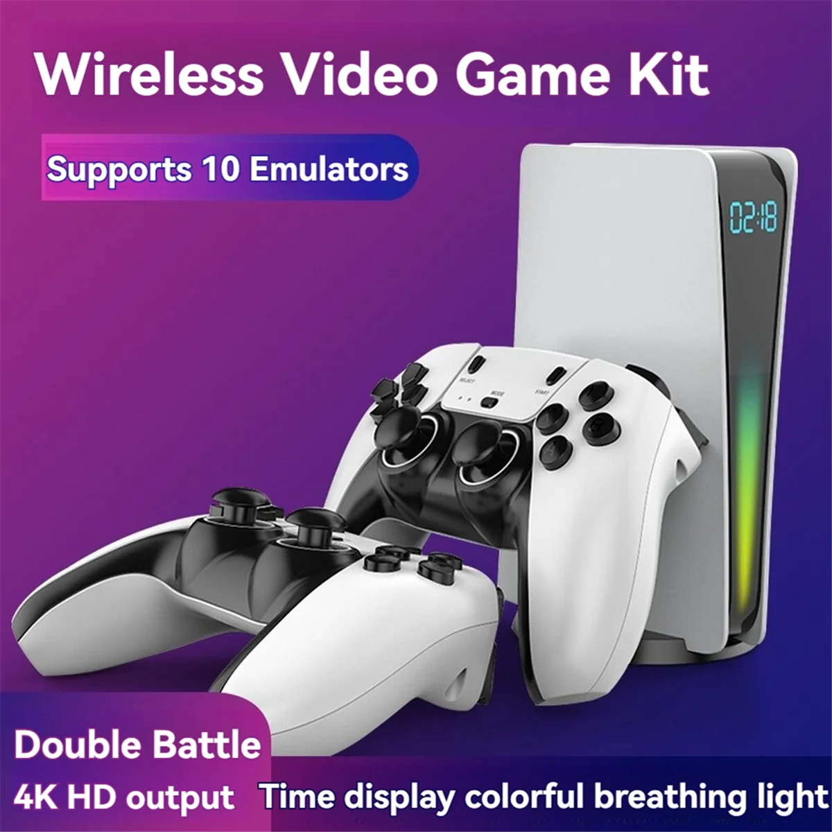 A003 مجموعة أدوات التحكم في الألعاب اللاسلكية 2 لاعبين وحدة تحكم بجهاز لعب محمول تلفزيون أذرع التحكم في ألعاب الفيديو لـ 10 محاكيات 64G + 10000 لعبة