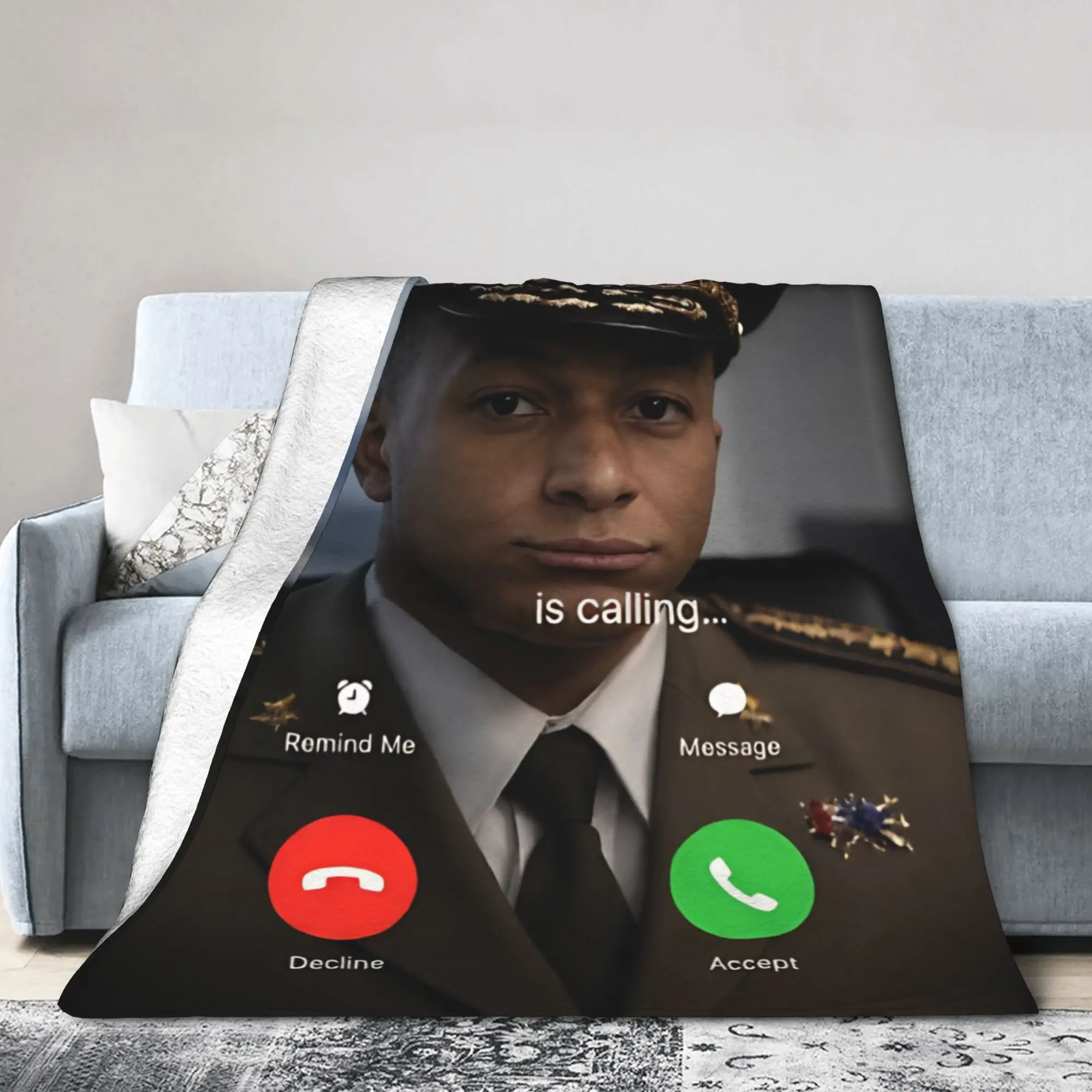 Kylian Mbappe Is Calling Phone Screen Meme Cozy Bedding Throws Plane Travel Bedspread For Couch Chair Pattern Sofa Bed Cover