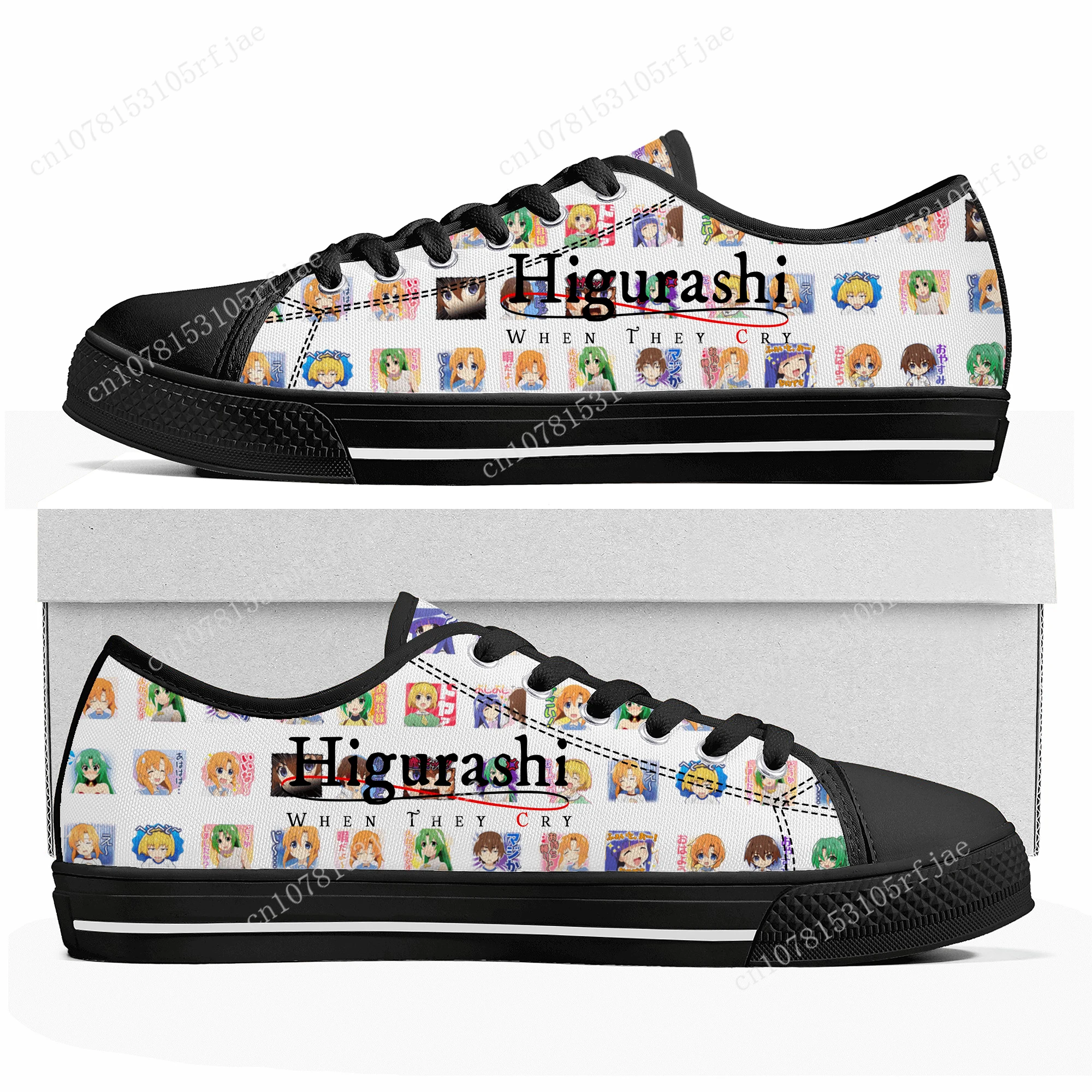 Higurashi When They Cry Custom Low Top Sneakers Cartoon Game Womens Mens High Quality Shoes Casual Tailor Made Canvas Sneaker