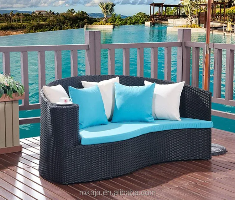 Luxury Outdoor Sofa Bed Swimming Pool Rattan Separable Round Bed Rattan Creative Leisure Lounger