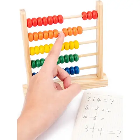 Wooden Counting Toy Abacus Montessori Education Math Toy Children Rainbow Counting Beads Addition Subtraction Operation Learning