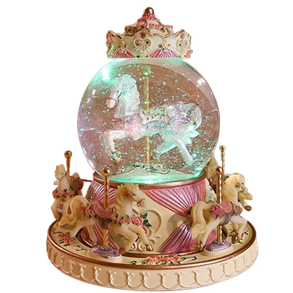 Carousel Crystal Ball Music Box Birthday Gift for Girls Children Sky City