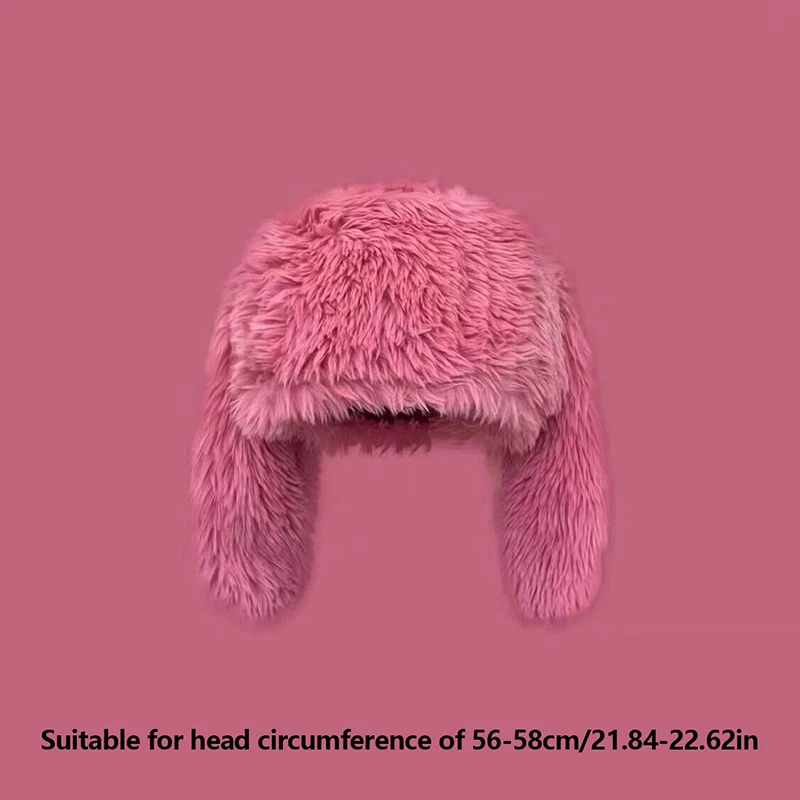 Cute Cartoon Bunny Ears Plush Hat Soft And Warm Faux Fur Women's Hat Suitable For Daily Wear And Party Use