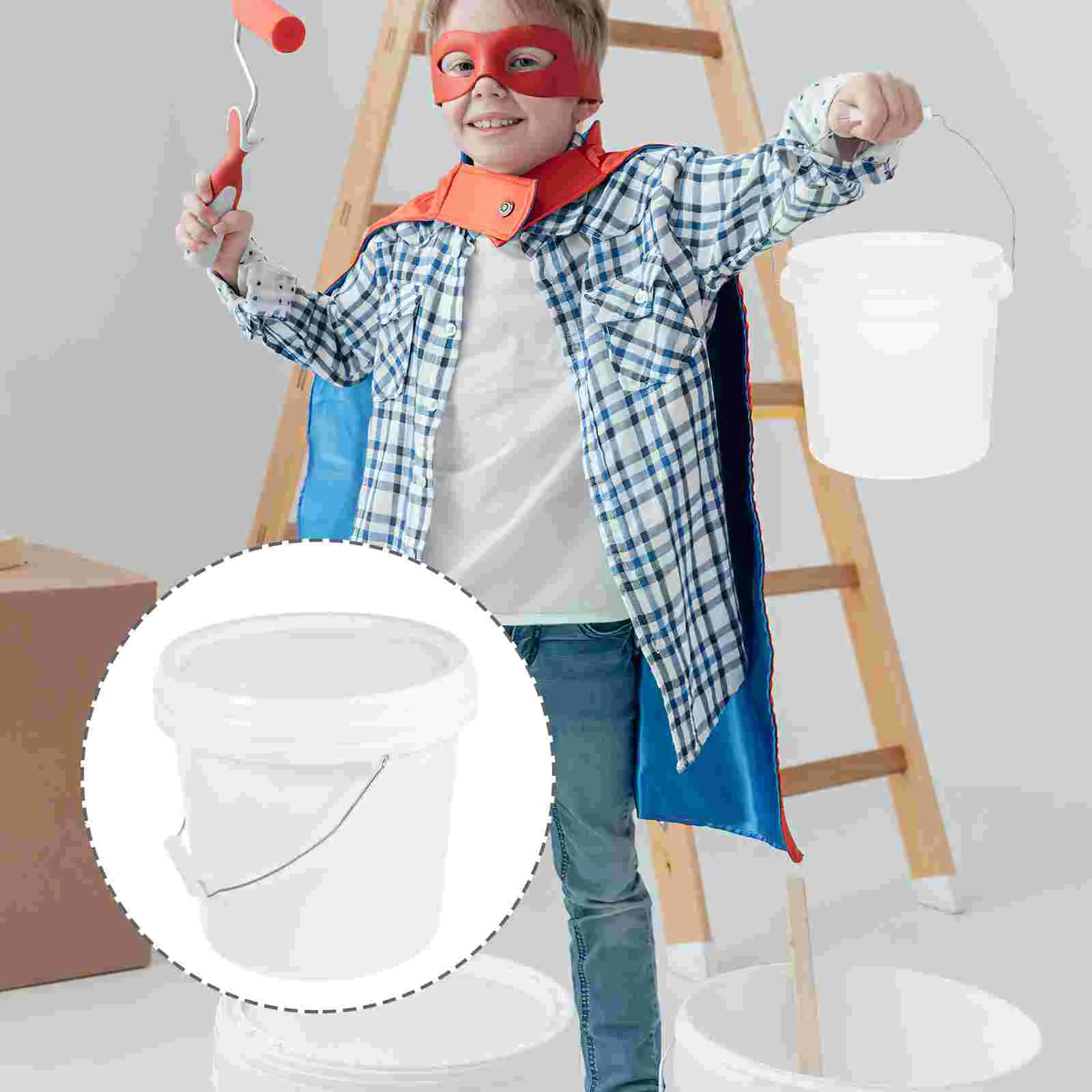 Heavy Duty Bucket Pail Plastic Barrel Empty Paint Cans with Lids Screw White Hand-held