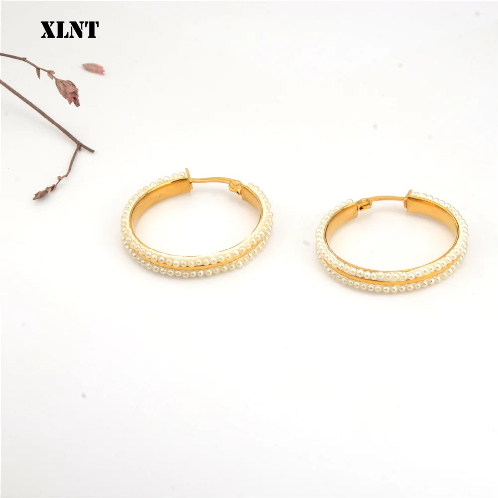 XLNT 2019 baru Vintage Jepang Korea Hoop anting untuk wanita buatan tangan manis Simulasi mutiara lingkaran perhiasan Pendientes hadiah