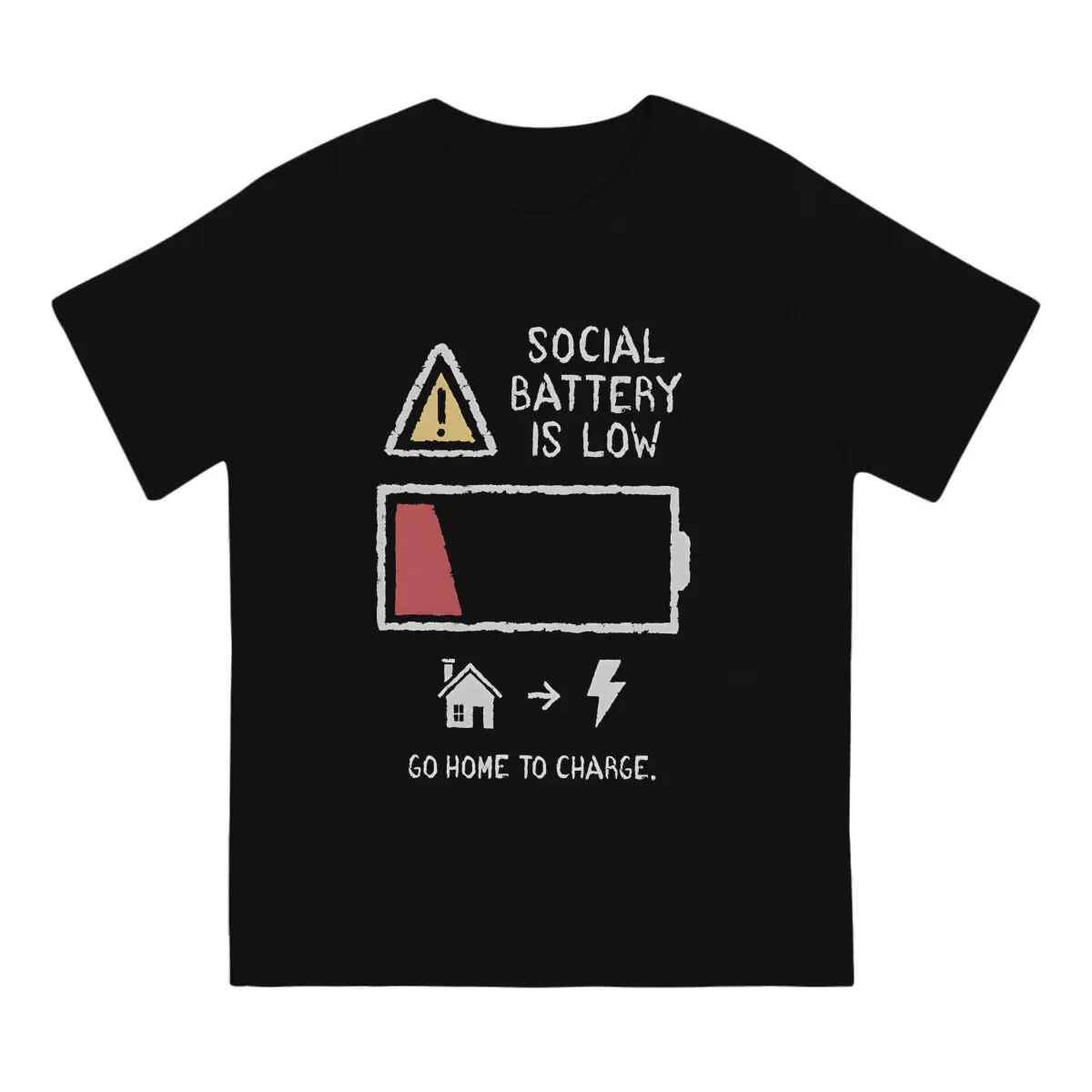 Low Social Battery T-Shirt Men Mental Health Funny Cotton Tee Shirt O Neck Short Sleeve T Shirts Adult Clothes