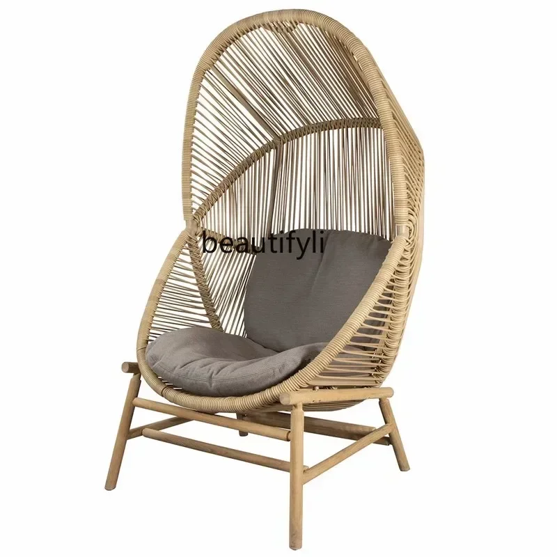 03 Outdoor swing Leisure courtyard Garden Villa Hotel Bird's Nest Rattan recliner Hanging basket Hanging chair Single furnit