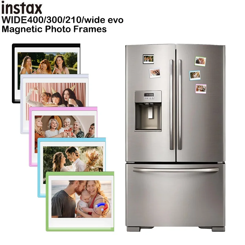 Magnetic Photo Frames for Instax Wide Film, Fridge Picture Display Pocket for Wide400/300/210/Wide EVO/Polaroid Now/600/OneStep+