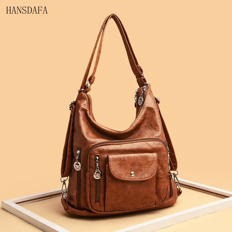 

Hot Luxury Soft Leather Multifunction Women Bags Fashion Female Large Capacity Shoulder Bag High Quality Women Crossbody Handbag