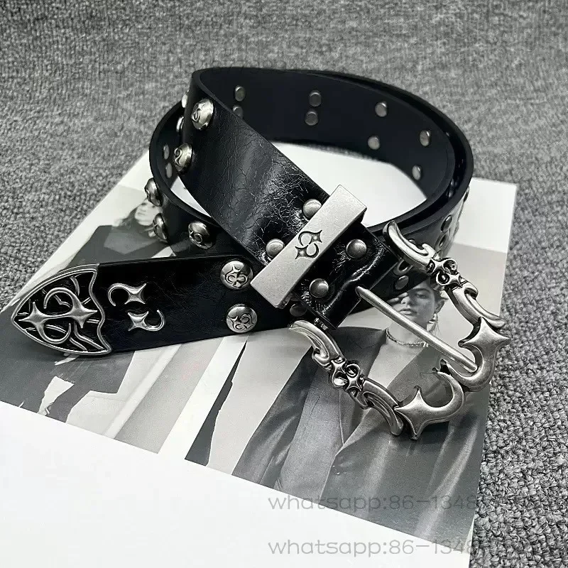 2026 New American Retro Old Engraved Metal Belt, Gram Willow Nail Belt, The Same for Men and Women --105cm