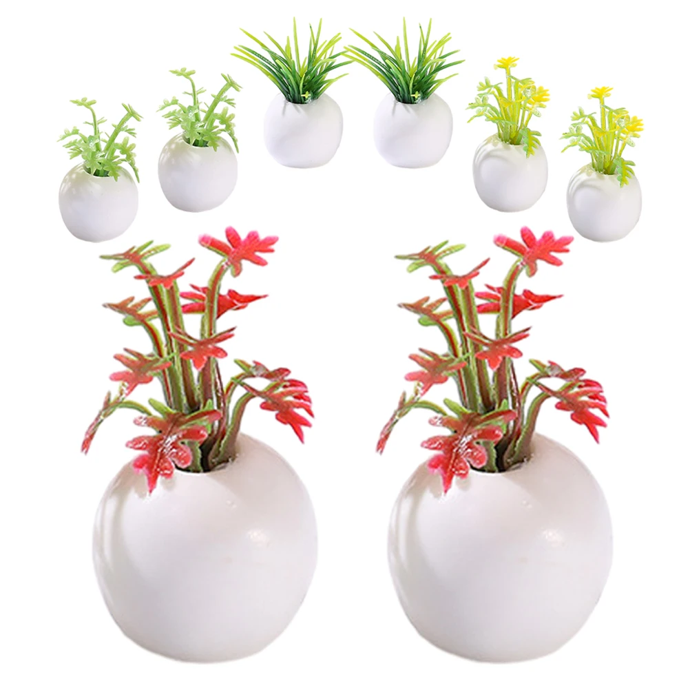 8 個ミニチュア盆栽装飾人工鉢植え植物家庭用小さなホームデスクトップ庭造園装飾