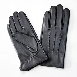 Guantes de piel de oveja con pantalla táctil para conducir en verano, guantes finos de cuero de una sola capa sin forro para primavera y otoño, puntos de motociclismo