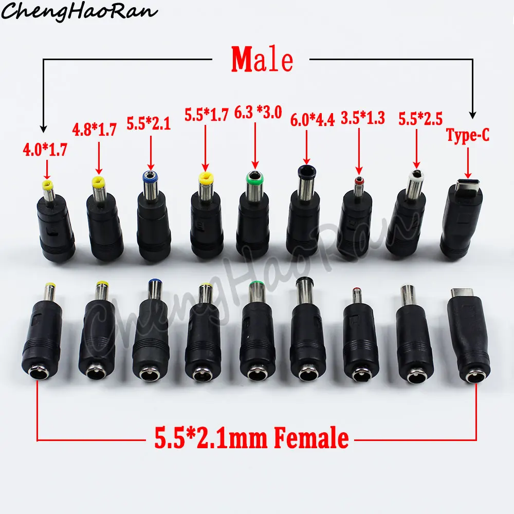 

DC Power Female to Male Adapter 6.0x4.4mm 6.3x3.0mm 5.5x2.5mm 5.5x2.1mm .5x1.7mm 4.0x1.7mm 3.5x1.35mm Jack Socket Connector