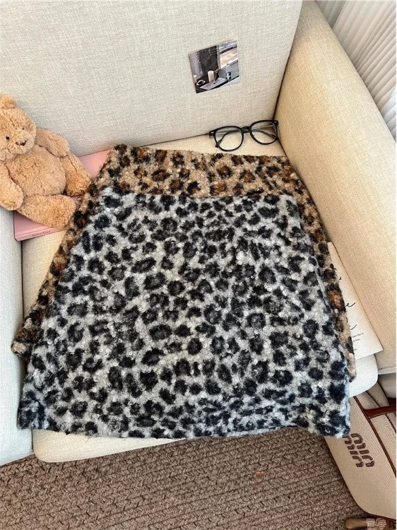 

Sweet Cool Sexy Leopard Print Skirt High Waist Bodycon A-Line ort Skirt for Young Women Polyester Fiber Daily Wear