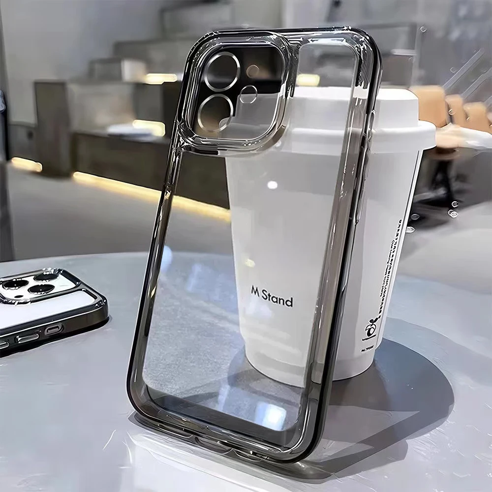 Caso de telefone para iphone 17 ar 16 15 14 7 8 plus 13 12 11 pro max claro pára-choques duro silicone luxo transparente à prova de choque capa