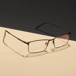 TendaGlasses-Lunettes rectangulaires en métal à jante complète pour hommes, montures de lunettes pour contrevenants, lentilles optiques, myopie et presbytie