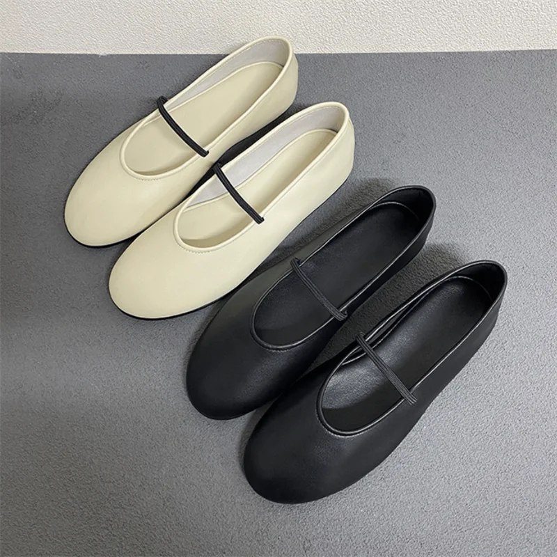 The New Mary Jane Ballet Flats Feature a Minimalist Style Made of Lamb Leather with Elastic Bands and Leather Lining