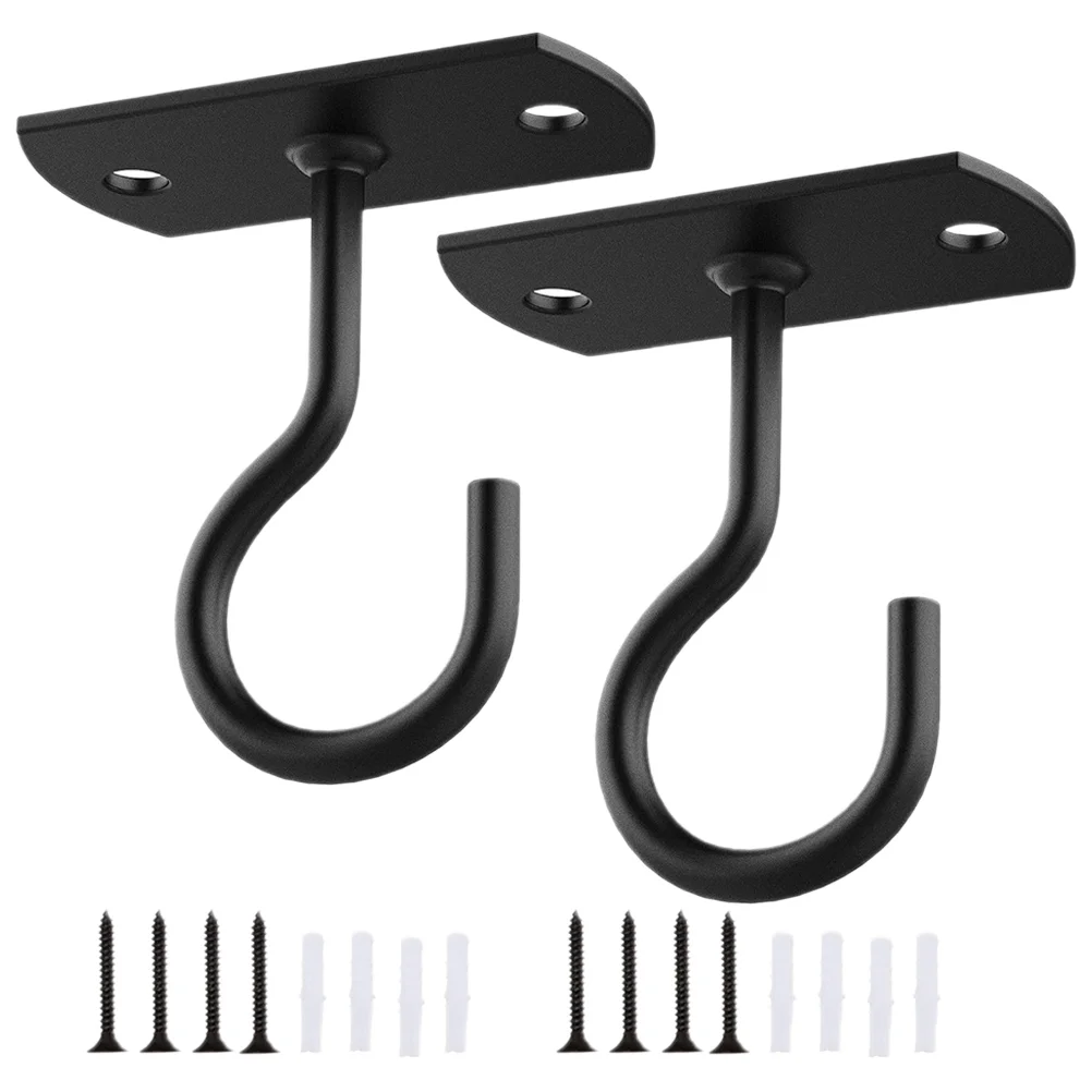 2 Sets Wall Hook Plant Stands Outdoor Decor Iron Clothing Bag Flower Basket Hanger Planter Hanging Holder Light Hooks